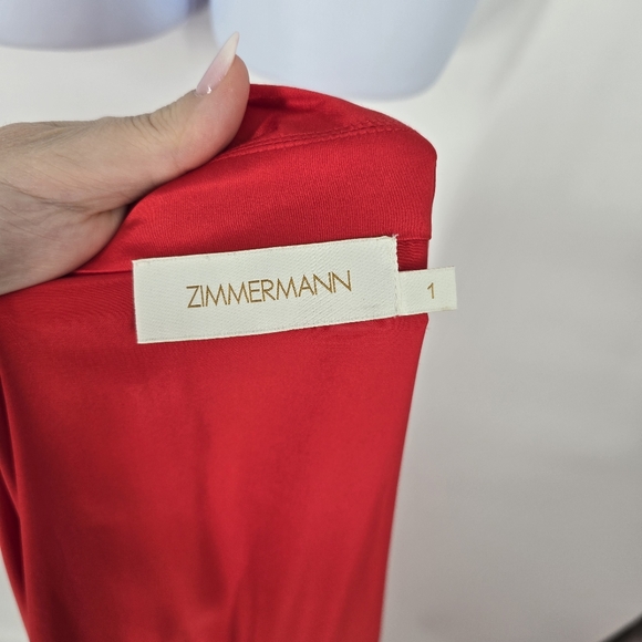 Zimmermann Silk Midi Wrap Dress in Red Size 1 Medium - Picture 11 of 12